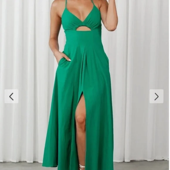 Dresses | Cut Out Thigh High Slit Cami Maxi Dress Green | Poshmark